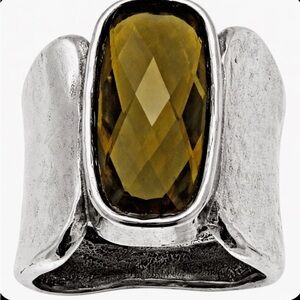 Silpada Silver Ring with Green Gemstone